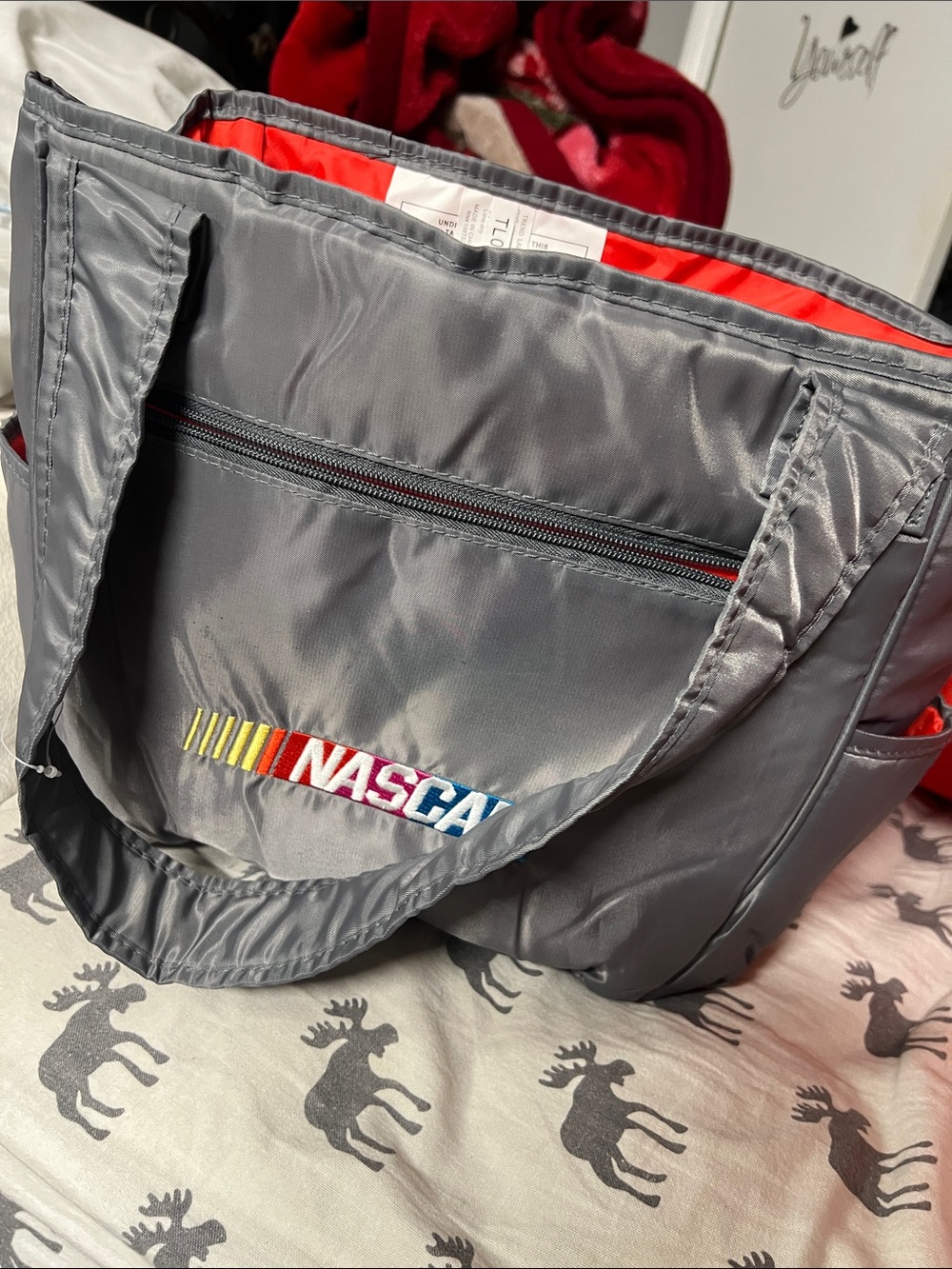 NASCAR Gray and Red Tote Bag diaper bag